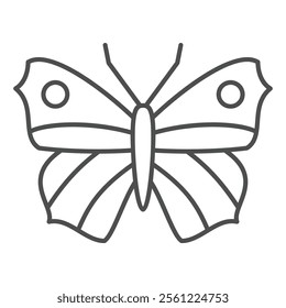 Butterfly thin line icon, wildlife beauty concept. Vector graphics. Insect with wings sign on white background, outline style icon for mobile or web design