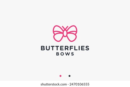 butterfly with tie logo design vector silhouette illustration