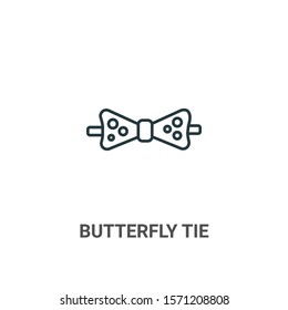 Butterfly tie outline vector icon. Thin line black butterfly tie icon, flat vector simple element illustration from editable  concept isolated on white background