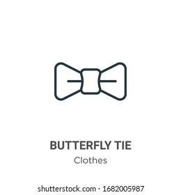 Butterfly tie outline vector icon. Thin line black butterfly tie icon, flat vector simple element illustration from editable clothes concept isolated stroke on white background