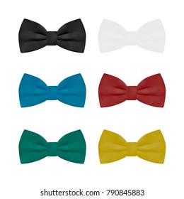 Butterfly tie in the vector.Bow tie in different colors.