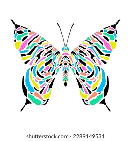Butterfly with tiger print on white background.