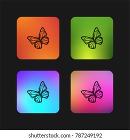 Butterfly top view four color gradient app icon design
