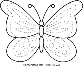 Butterfly Tracing Worksheet Kids Activity Trace Stock Vector (Royalty ...