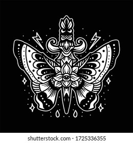 butterfly traditional tattoo vector design