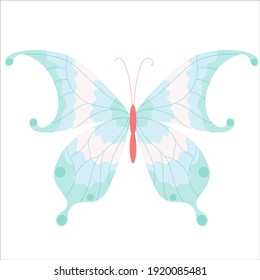 
A butterfly with translucent wings. A beautiful insect. Vector illustration isolated on white background