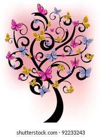 butterfly tree - vector