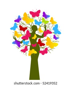 Butterfly tree (woman and tree separate elements - use with or without)