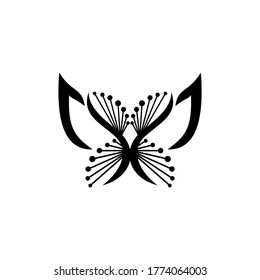 butterfly tribal icon style vector illustration