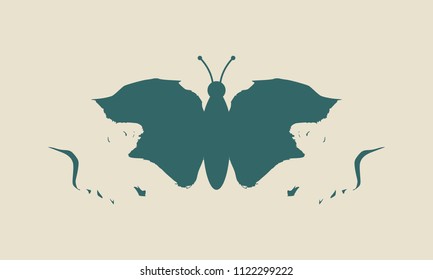 A butterfly or two face profile view. Optical illusion. Human head make silhouette of insect