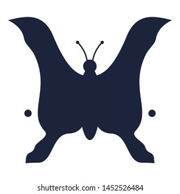 A butterfly or two face profile view. Optical illusion. Human head make silhouette of insect