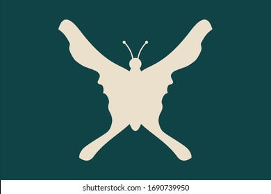 A butterfly or two face profile view. Optical illusion. Human head makes a silhouette of an insect. 