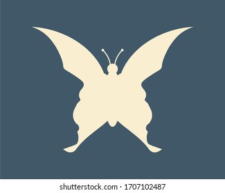 A butterfly or two face profile view. Optical illusion. Human head make silhouette of insect