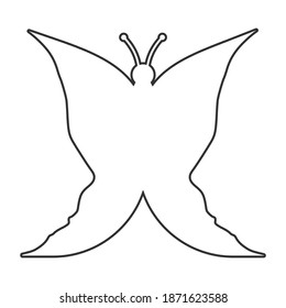 A butterfly or two face profile view. Optical illusion. Human head make silhouette of insect