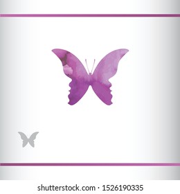 Butterfly with two faces female in negative. Watercolor texture. Watermark. Logo Design Vector Template.