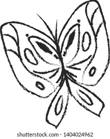 A butterfly with two pairs of large, typically brightly black-colored wings covered with microscopic scales of different patterns over white background, vector, color drawing or illustration.