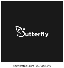 butterfly typography text logo design concept