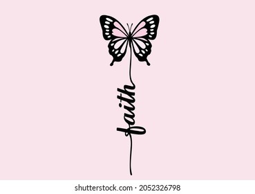 butterfly typography vector art design hand drawn