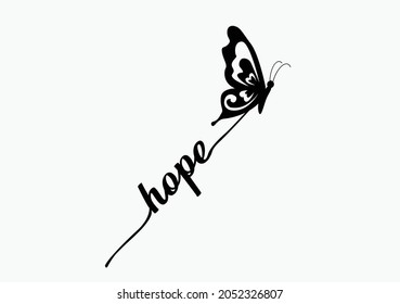 butterfly typography vector art design hand drawn