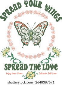 Tipografia borboleta vetor ilustração gráfica arte com motivo de flor Design de impressão gráfica borboleta Design de impressão T-shirt