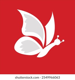 Fondo rojo de Vector limpio único de la mariposa