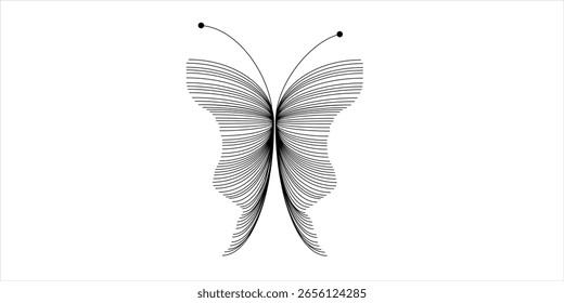 Einzigartiges Schmetterlingssymbol. Einfache minimale Schmetterling Linie Tattoo Symbol Logotype.