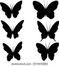 Butterfly vactors silhouettes monochrome butterfly black winged gorgeous insect set isolated vector illustration