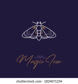 Butterfly. Vector abstract icon in trendy linear minimal style. Symbol for cosmetics and packaging, jewellery, hand crafted or beauty products