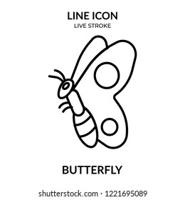 butterfly vector, animal line icon with live stroke,  Flat design