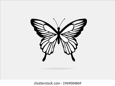 butterfly vector art design hand drawn stencil