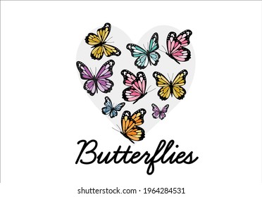 butterfly vector art design lettering