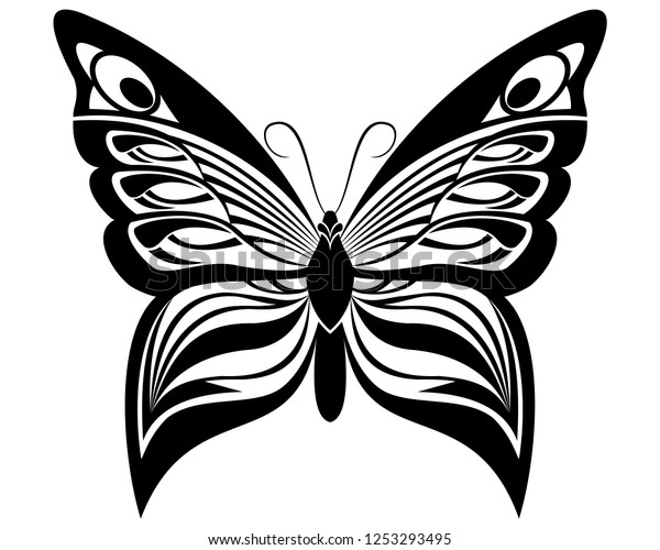 Butterfly Vector Art Stencil Tattoo Tshirt Stock Vector (Royalty Free ...