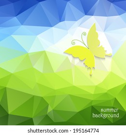 Butterfly vector background polygonal technique