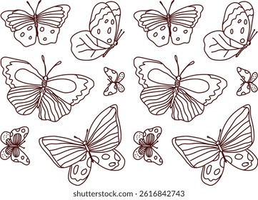 Butterfly vector Bunch Line Art 