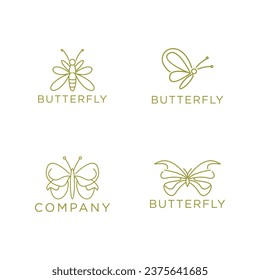 Butterfly vector collection of elegant luxury logo icon designs flat vector