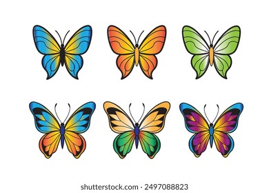 Butterfly vector colorful icon set