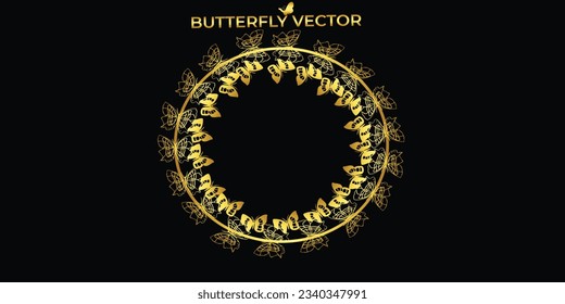 Butterfly Vector Design with Black and Gold Color