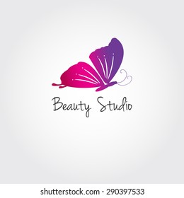 Butterfly. Vector design concept for beauty salon or studio. Vector logo template.