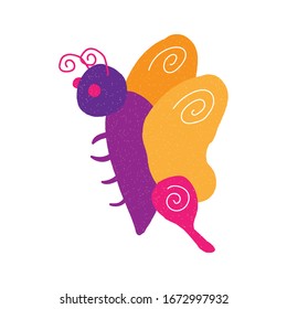 diseño vectorial de mariposa. estilo digital dibujado a mano. textura de grano