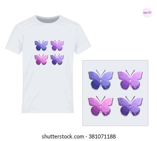 Butterfly, vector design for printing on T-shirts. Eps10 file comfortable for editing.