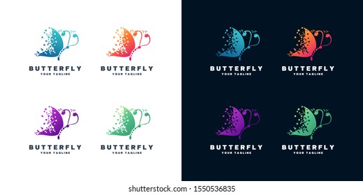 Butterfly vector design set template