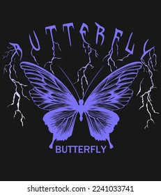 Butterfly Vector Design, for T shirt, Streetwear, Urban Style, and poster