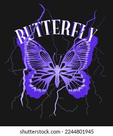 Butterfly Vector Design, for T shirt, Streetwear, Urban Style, and poster