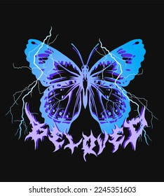 Butterfly Vector Design Vintage, for T shirt, Streetwear, Urban Style, and poster