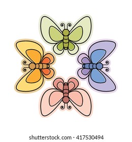 butterfly vector drawing color variations