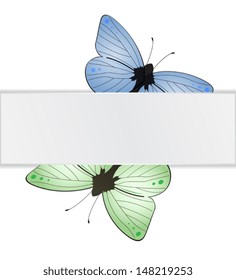 Butterfly vector with elements of the paper tab on a white background, EPS 10