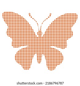 El vector de la mariposa formado por puntos anaranjados que componen la seda de una mariposa