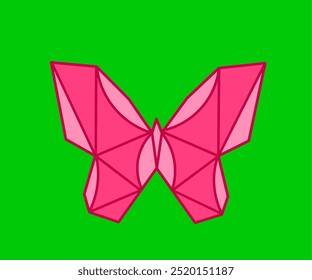 Mariposa. Vector mariposa. Diseño geométrico de mariposa. Fondo verde mariposa.