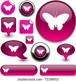 Iconos glososos vectoriales de mariposa.
