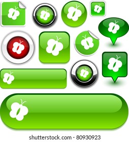 Butterfly vector glossy icons.